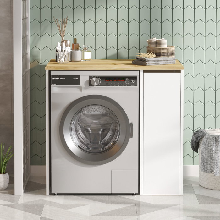 Hanah Home Sa1-Wk Armario de Baño, 93.5cm Ancho, 88.3cm Alto, 60cm Fondo, Nogal y Blanco, Tablero de Partículas Melamina